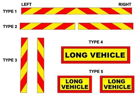 Warning Signs - BS AU152 (Type 1 to 5) for long vehicles